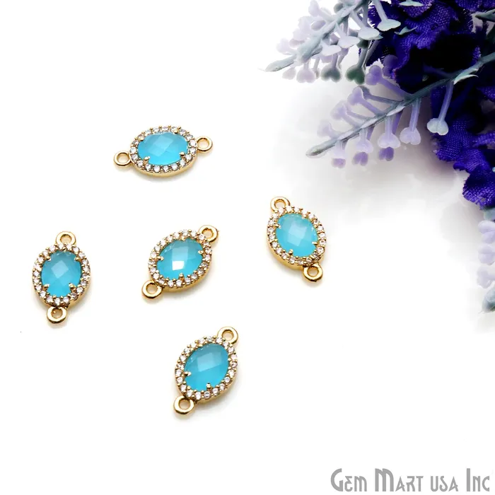 Earrings GemmartUSA Oval 7x5mm Gold Prong Setting Cubic Zircon Pave Connectors Pick Stone Earrings GemmartUSA Oval 7x5mm Gold Prong Setting Cubic Zircon Pave Connectors Pick Stone