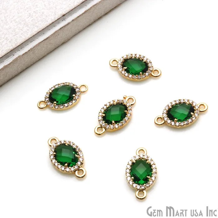 Earrings GemmartUSA Oval 7x5mm Gold Prong Setting Cubic Zircon Pave Connectors Pick Stone Earrings GemmartUSA Oval 7x5mm Gold Prong Setting Cubic Zircon Pave Connectors Pick Stone