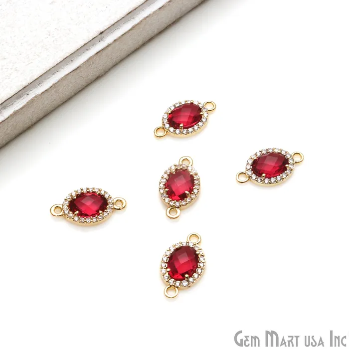 Earrings GemmartUSA Oval 7x5mm Gold Prong Setting Cubic Zircon Pave Connectors Pick Stone Earrings GemmartUSA Oval 7x5mm Gold Prong Setting Cubic Zircon Pave Connectors Pick Stone