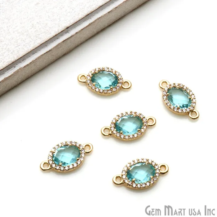 Earrings GemmartUSA Oval 7x5mm Gold Prong Setting Cubic Zircon Pave Connectors Pick Stone Earrings GemmartUSA Oval 7x5mm Gold Prong Setting Cubic Zircon Pave Connectors Pick Stone