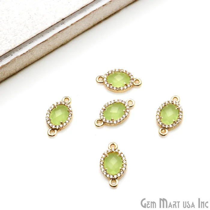 Earrings GemmartUSA Oval 7x5mm Gold Prong Setting Cubic Zircon Pave Connectors Pick Stone Earrings GemmartUSA Oval 7x5mm Gold Prong Setting Cubic Zircon Pave Connectors Pick Stone