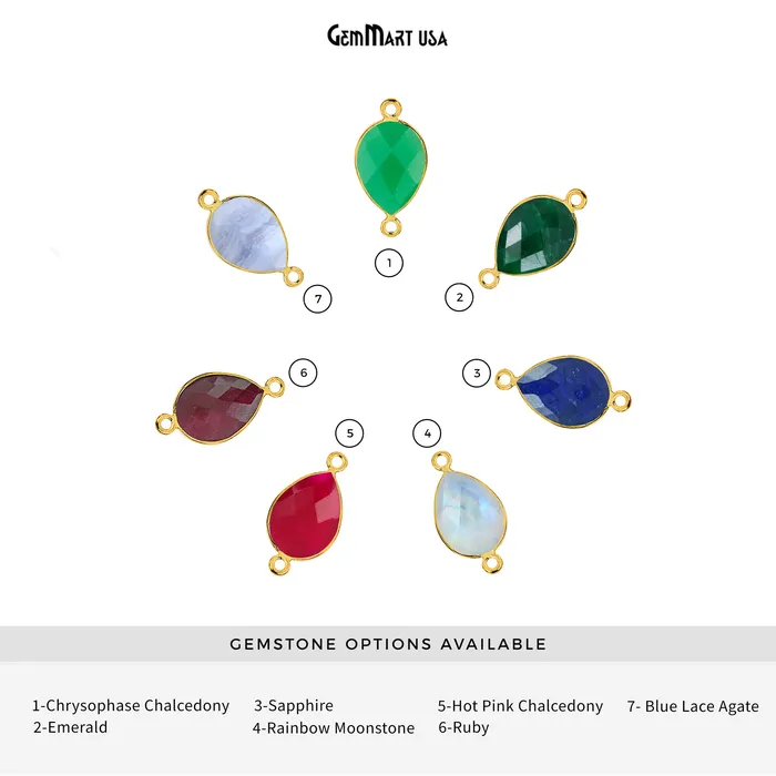 Earrings GemMartUSA Pear 12x16mm Gold Bezel Double Bail Gemstone Connector