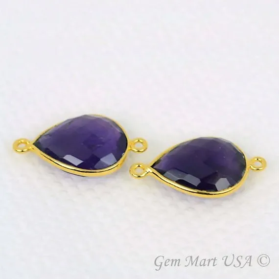 Earrings GemMartUSA Pear 12x16mm Gold Bezel Double Bail Gemstone Connector