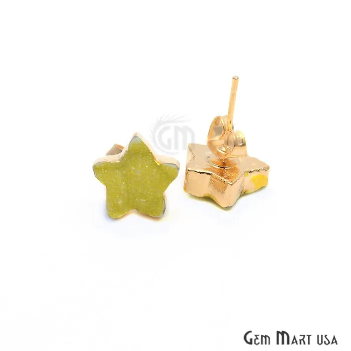 Earrings GemMartUSA Star Shape 10mm Gold Plated Druzy Stud Earrings Pick your Gemstone 900301 Earrings GemMartUSA Star Shape 10mm Gold Plated Druzy Stud Earrings Pick your Gemstone 900301