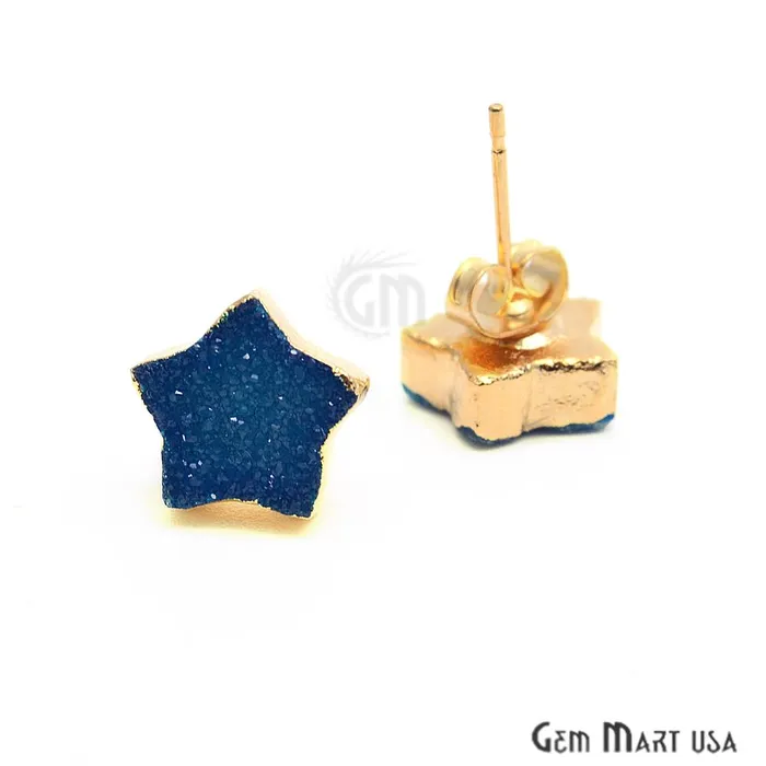 Earrings GemMartUSA Star Shape 10mm Gold Plated Druzy Stud Earrings Pick your Gemstone 900301 Earrings GemMartUSA Star Shape 10mm Gold Plated Druzy Stud Earrings Pick your Gemstone 900301