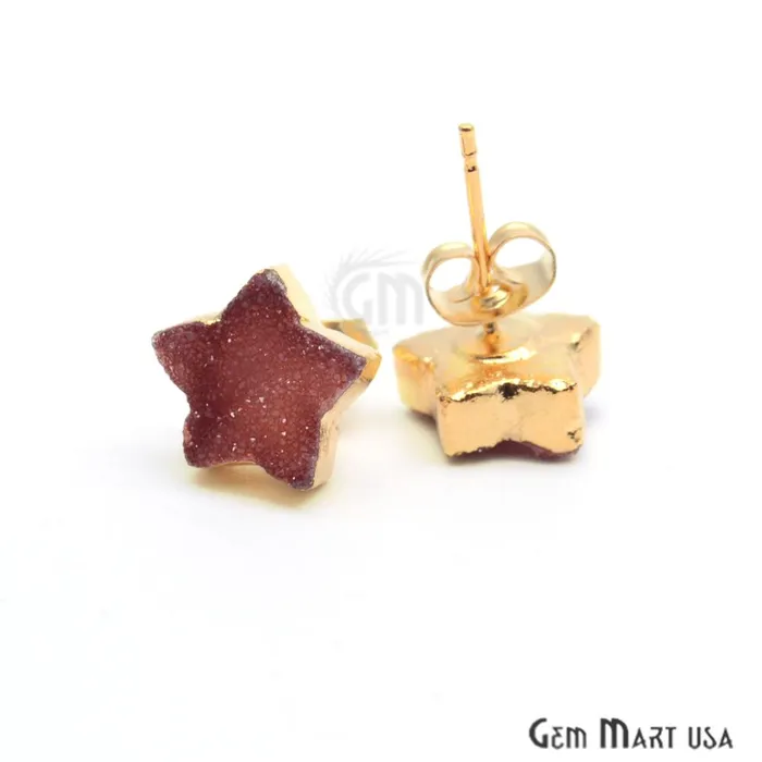 Earrings GemMartUSA Star Shape 10mm Gold Plated Druzy Stud Earrings Pick your Gemstone 900301 Earrings GemMartUSA Star Shape 10mm Gold Plated Druzy Stud Earrings Pick your Gemstone 900301