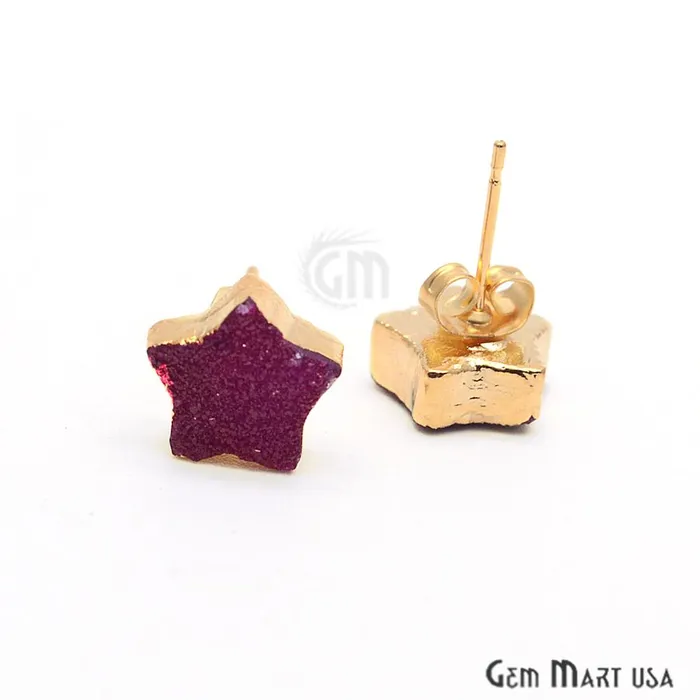 Earrings GemMartUSA Star Shape 10mm Gold Plated Druzy Stud Earrings Pick your Gemstone 900301 Earrings GemMartUSA Star Shape 10mm Gold Plated Druzy Stud Earrings Pick your Gemstone 900301