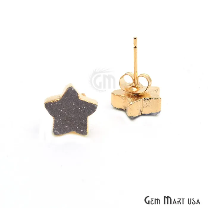 Earrings GemMartUSA Star Shape 10mm Gold Plated Druzy Stud Earrings Pick your Gemstone 900301 Earrings GemMartUSA Star Shape 10mm Gold Plated Druzy Stud Earrings Pick your Gemstone 900301