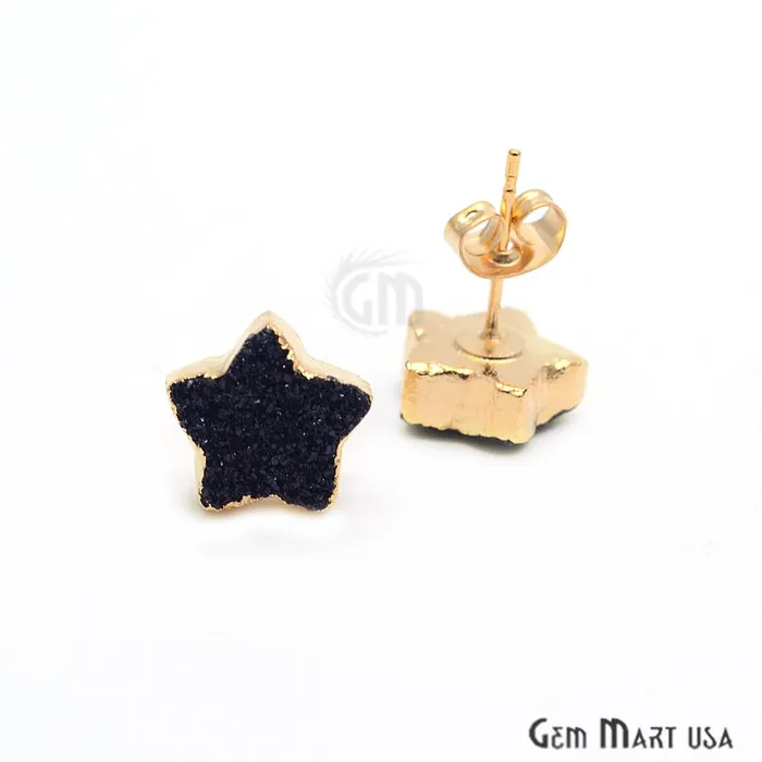 Earrings GemMartUSA Star Shape 10mm Gold Plated Druzy Stud Earrings Pick your Gemstone 900301 Earrings GemMartUSA Star Shape 10mm Gold Plated Druzy Stud Earrings Pick your Gemstone 900301