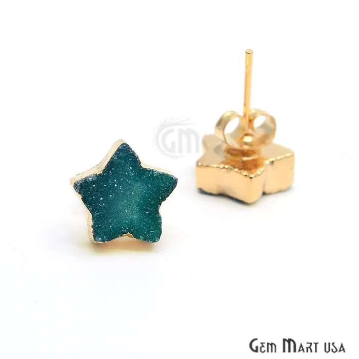 Earrings GemMartUSA Star Shape 10mm Gold Plated Druzy Stud Earrings Pick your Gemstone 900301 Earrings GemMartUSA Star Shape 10mm Gold Plated Druzy Stud Earrings Pick your Gemstone 900301