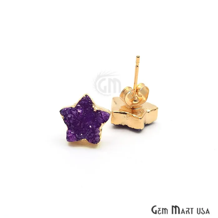 Earrings GemMartUSA Star Shape 10mm Gold Plated Druzy Stud Earrings Pick your Gemstone 900301 Earrings GemMartUSA Star Shape 10mm Gold Plated Druzy Stud Earrings Pick your Gemstone 900301