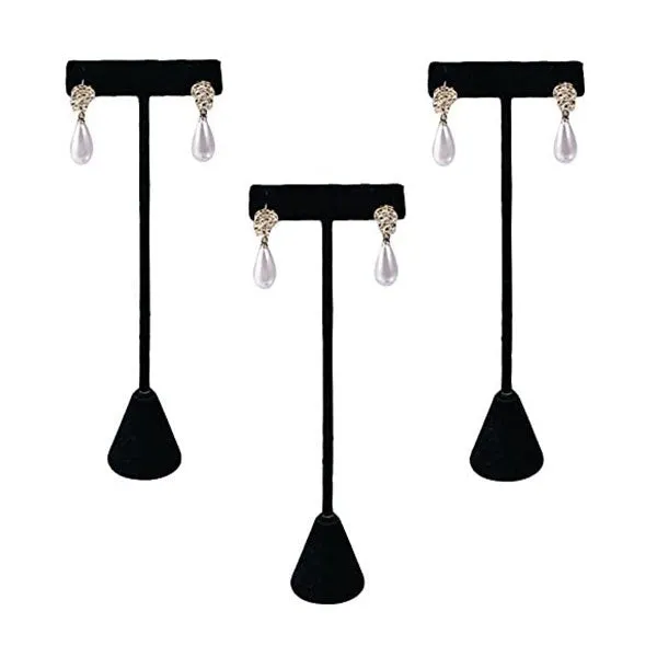 Earrings JPIDisplay 3 Pack of 5 34 Black Velvet TShape Earring Display Stands Earrings JPIDisplay 3 Pack of 5 34 Black Velvet TShape Earring Display Stands