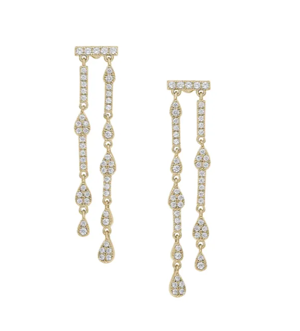 Earrings Kelly Waters Kelly Waters Gold Plated CZ Double Dangle Earrings SI6038 Earrings Kelly Waters Kelly Waters Gold Plated CZ Double Dangle Earrings SI6038