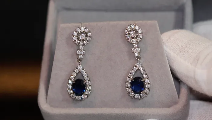 Earrings Lab Diamonds London Blue Diamond Earrings Sapphire Blue Diamond Earrings