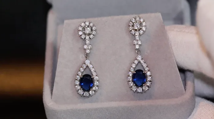 Earrings Lab Diamonds London Blue Diamond Earrings Sapphire Blue Diamond Earrings