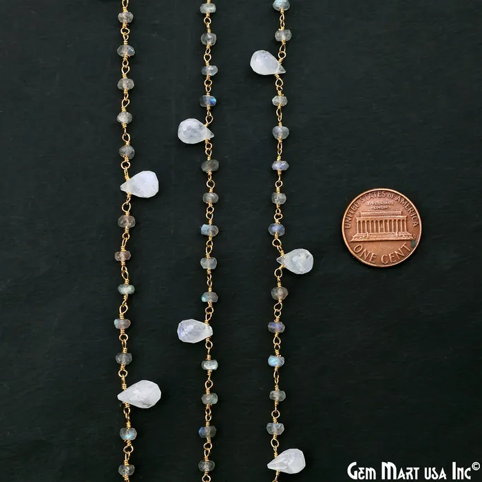 Earrings Labradorite Beads Rainbow Moonstone Drop Beads Gold Wire Wrapped Beads Rosary Chain GemMartUSA Earrings Labradorite Beads Rainbow Moonstone Drop Beads Gold Wire Wrapped Beads Rosary Chain GemMartUSA