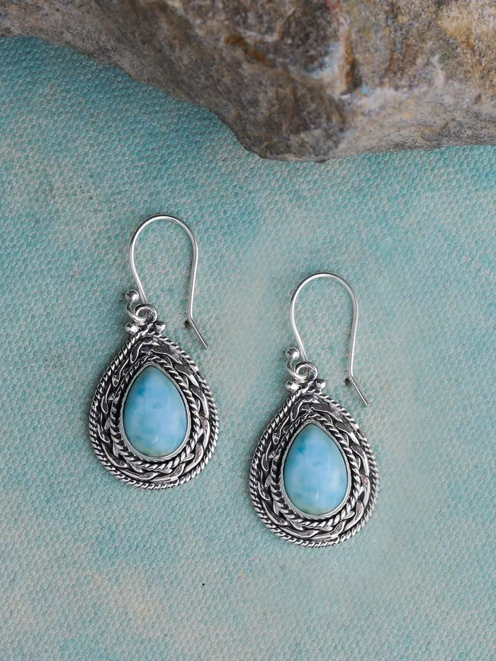 Earrings Natural Larimar Solid 925 Sterling Silver Dangle Earrings Jewelry YoTreasure Earrings Natural Larimar Solid 925 Sterling Silver Dangle Earrings Jewelry YoTreasure