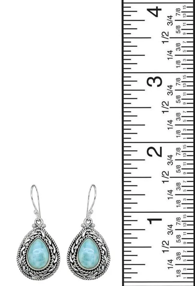 Earrings Natural Larimar Solid 925 Sterling Silver Dangle Earrings Jewelry YoTreasure