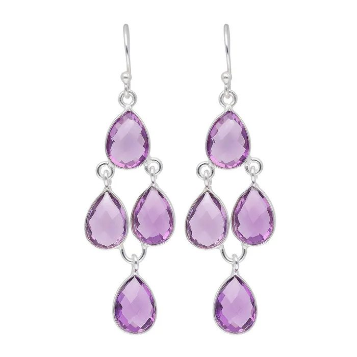 Earrings Purple Amethyst Solid 925 Sterling Silver Chandelier Earrings Jewelry YoTreasure Earrings Purple Amethyst Solid 925 Sterling Silver Chandelier Earrings Jewelry YoTreasure