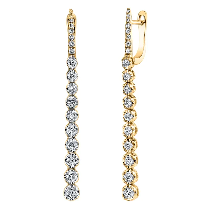 Earrings TVON 14K 087cttw VS White Diamond Graduated Stiletto Drop Earrings