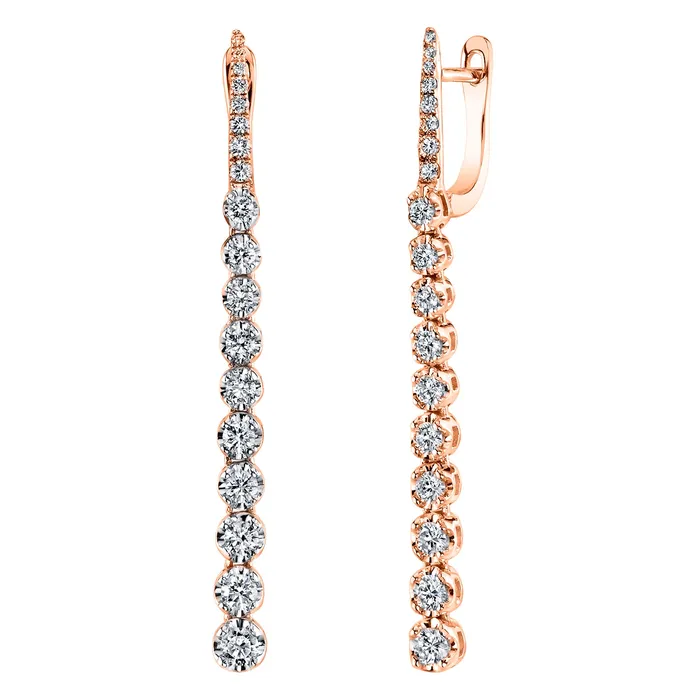 Earrings TVON 14K 087cttw VS White Diamond Graduated Stiletto Drop Earrings