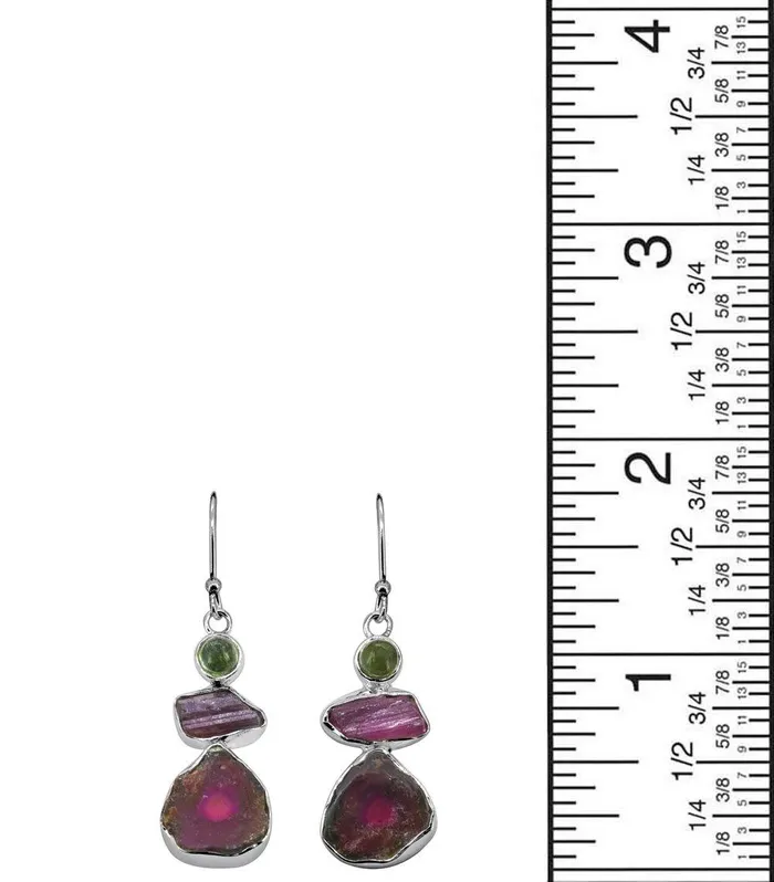 Earrings Watermelon Tourmaline Solid 925 Sterling Silver Gemstone Earrings YoTreasure