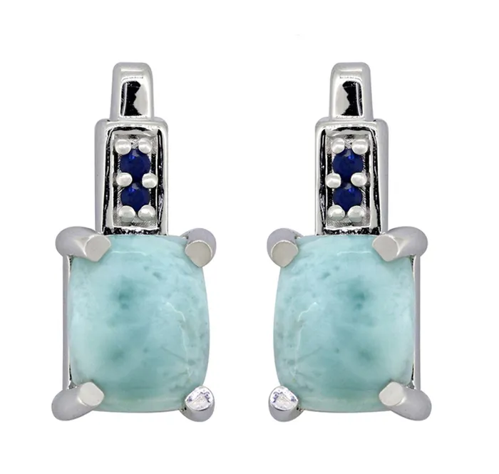Earrings YoTreasure 465 Ct Larimar Blue Sapphire Solid 925 Sterling Silver Stud Earrings Jewelry Earrings YoTreasure 465 Ct Larimar Blue Sapphire Solid 925 Sterling Silver Stud Earrings Jewelry