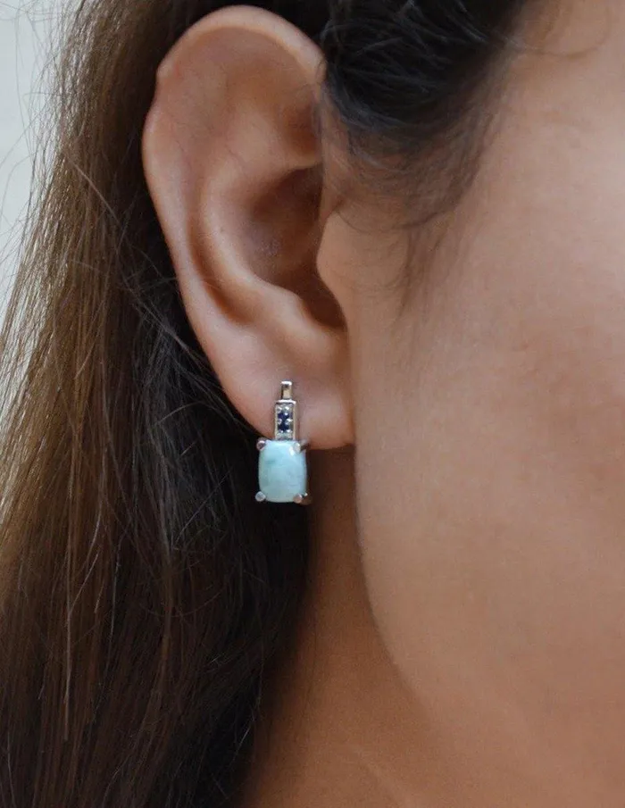 Earrings YoTreasure 465 Ct Larimar Blue Sapphire Solid 925 Sterling Silver Stud Earrings Jewelry