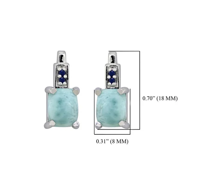 Earrings YoTreasure 465 Ct Larimar Blue Sapphire Solid 925 Sterling Silver Stud Earrings Jewelry