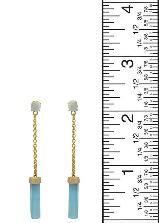Earrings YoTreasure Aqua Chalcedony Gold Plated Over Brass Drop Earrings Jewelry