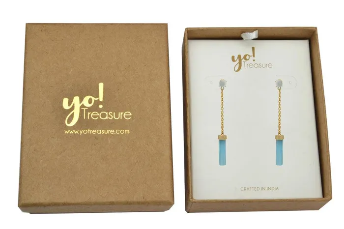 Earrings YoTreasure Aqua Chalcedony Gold Plated Over Brass Drop Earrings Jewelry