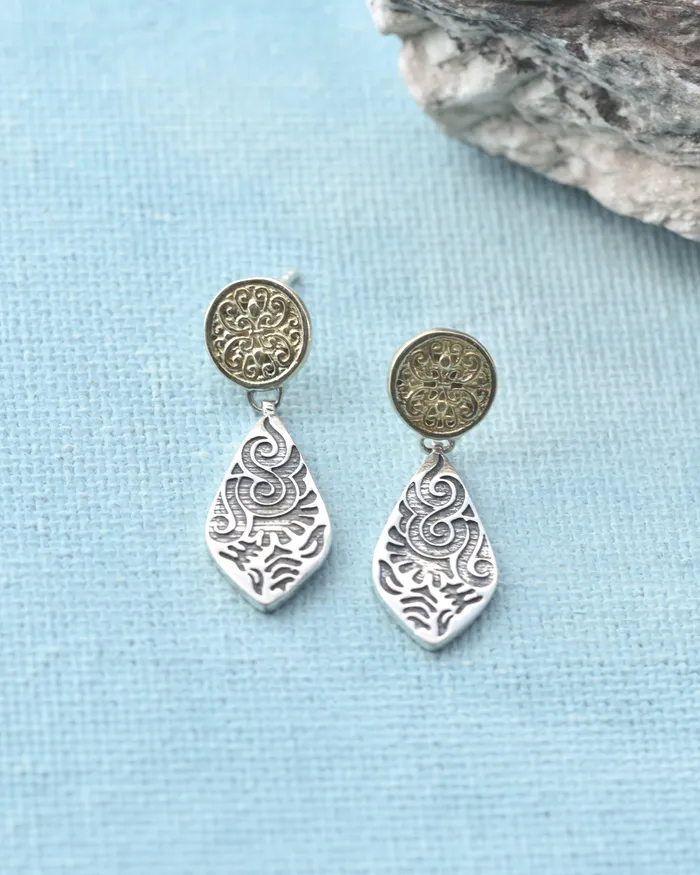Earrings YoTreasure Solid 925 Sterling Silver Brass Dangle Earrings Jewelry Earrings YoTreasure Solid 925 Sterling Silver Brass Dangle Earrings Jewelry