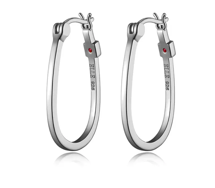 ELLE Sterling Silver Oval Hoop Earrings SI2736 ELLE Earrings