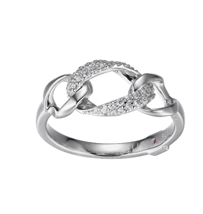 ELLE Sterling Silver Ovation CZ Oval Link Ring ELLE Rings