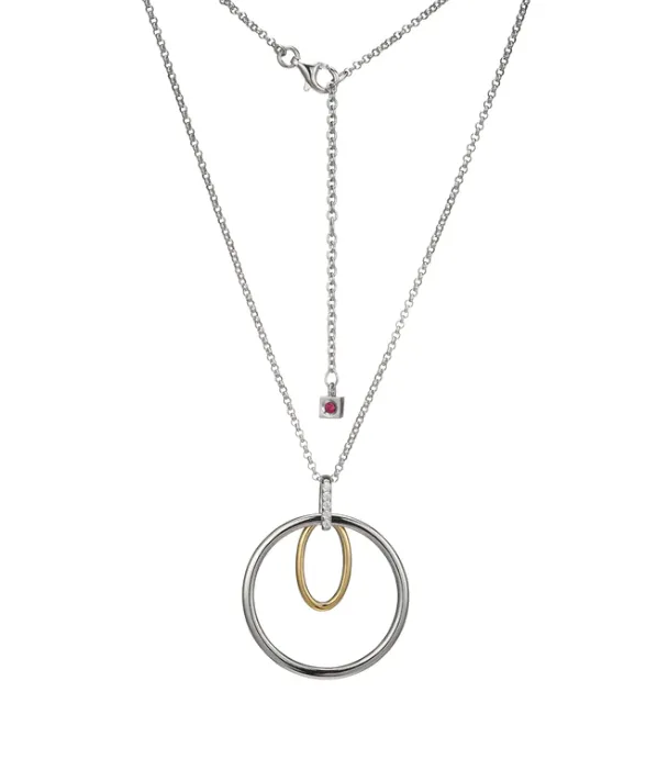 ELLE Two Tone Circadia Circle Drop 30 Necklace SI5133 ELLE Necklaces