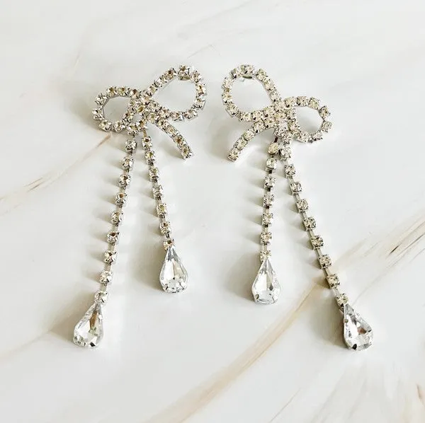 Ellison and Young Crystal Bow Drop Earrings Earrings