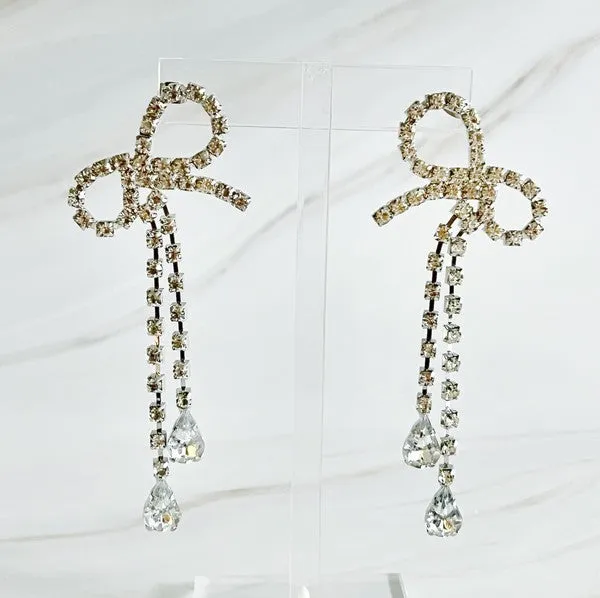 Ellison and Young Crystal Bow Drop Earrings Earrings