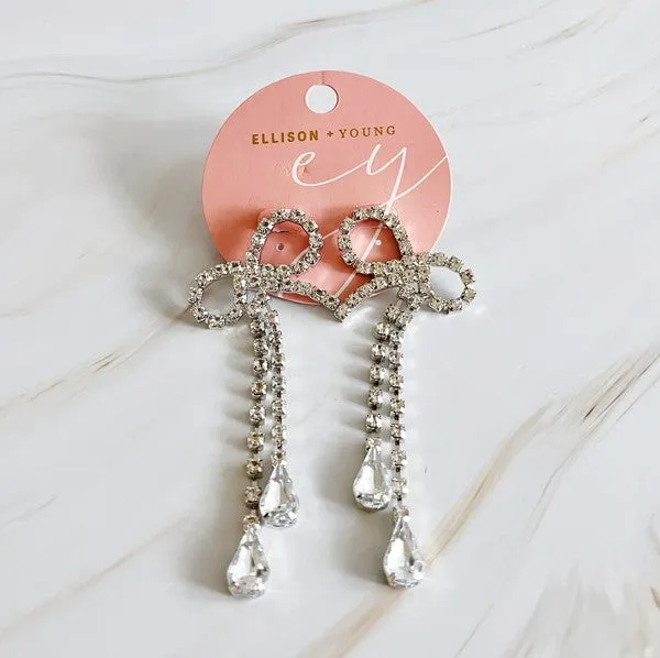 Ellison and Young Crystal Bow Drop Earrings Earrings