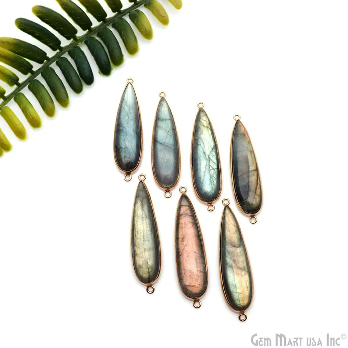 Flashy Labradorite Cabochon 40x10mm Pears Double Bail Gold Plated Gemstone Connector GemmartUSA PreStyled Sets Flashy Labradorite Cabochon 40x10mm Pears Double Bail Gold Plated Gemstone Connector GemmartUSA PreStyled Sets