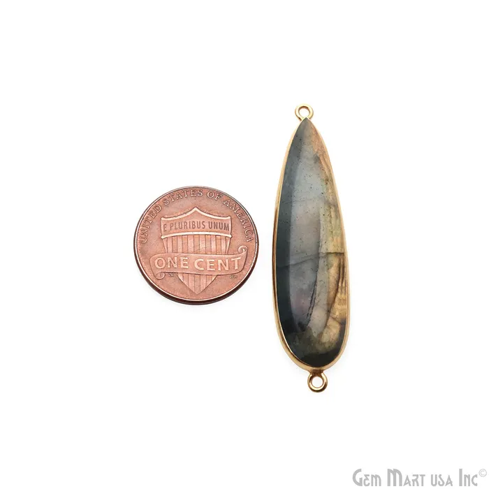 Flashy Labradorite Cabochon 40x10mm Pears Double Bail Gold Plated Gemstone Connector GemmartUSA PreStyled Sets Flashy Labradorite Cabochon 40x10mm Pears Double Bail Gold Plated Gemstone Connector GemmartUSA PreStyled Sets