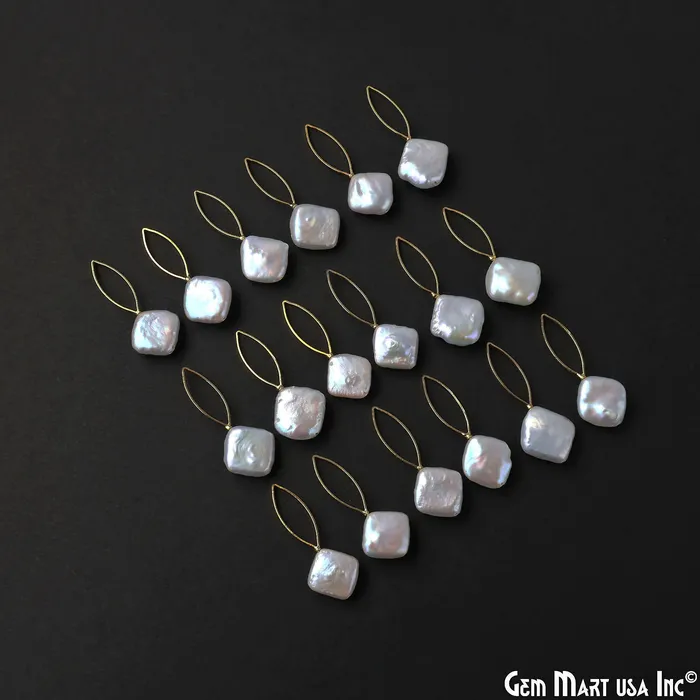 Freshwater Baroque Pearl Charm Gold Marquise Loop 34x14mm 1pair GemMartUSA Charm Necklaces Freshwater Baroque Pearl Charm Gold Marquise Loop 34x14mm 1pair GemMartUSA Charm Necklaces