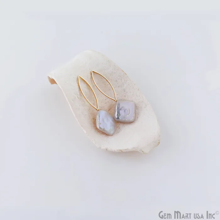 Freshwater Baroque Pearl Charm Gold Marquise Loop 34x14mm 1pair GemMartUSA Charm Necklaces Freshwater Baroque Pearl Charm Gold Marquise Loop 34x14mm 1pair GemMartUSA Charm Necklaces
