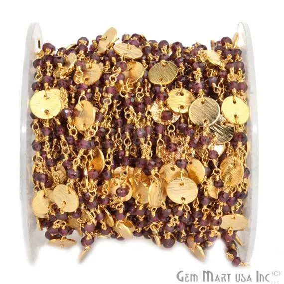 Garnet 335mm Gold Plated Wire Wrapped Beads Rosary Chain GemmartUSA PreStyled Sets Garnet 335mm Gold Plated Wire Wrapped Beads Rosary Chain GemmartUSA PreStyled Sets