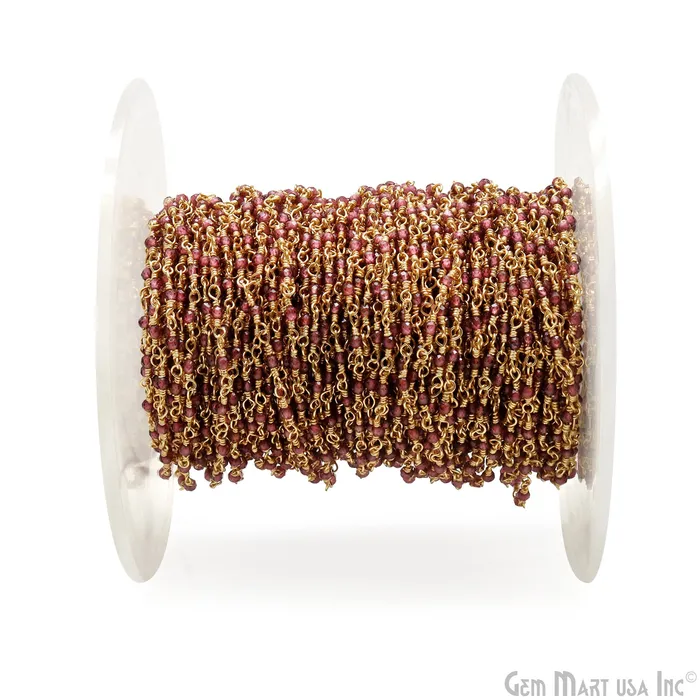Garnet Faceted Beads 152mm Gold Wire Wrapped Rosary Chain GemMartUSA PreStyled Sets Garnet Faceted Beads 152mm Gold Wire Wrapped Rosary Chain GemMartUSA PreStyled Sets