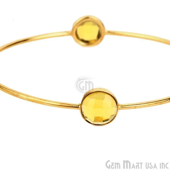 GemMartUSA Bracelets Citrine 10mm Round Shape Gold Plated Stacking Bangle Bracelet