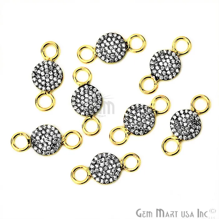 GemmartUSA Bracelets Cubic Zircon Pave Round Gold Vermeil Charm For Bracelet Pendants GemmartUSA Bracelets Cubic Zircon Pave Round Gold Vermeil Charm For Bracelet Pendants