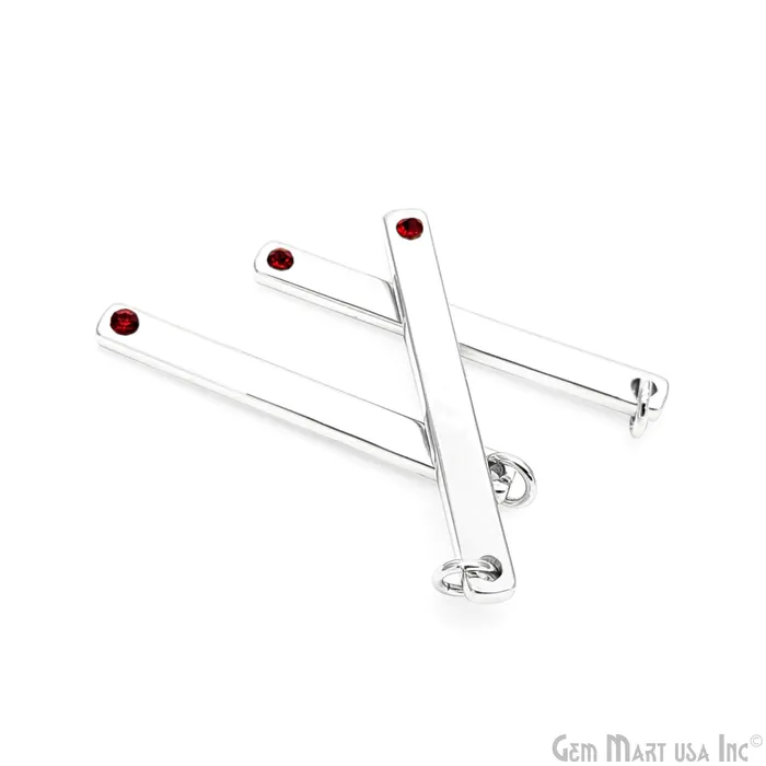 GemMartUSA Charm Necklaces Garnet Bead Rectangle Bar Pendant 32x3mm January Birthstone Gemstone Charm GemMartUSA Charm Necklaces Garnet Bead Rectangle Bar Pendant 32x3mm January Birthstone Gemstone Charm