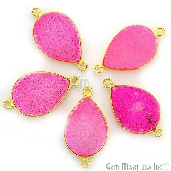 GemMartUSA Color Druzy 13x18mm Pears Double Bail Gold Plated Gemstone Connector PreStyled Sets GemMartUSA Color Druzy 13x18mm Pears Double Bail Gold Plated Gemstone Connector PreStyled Sets