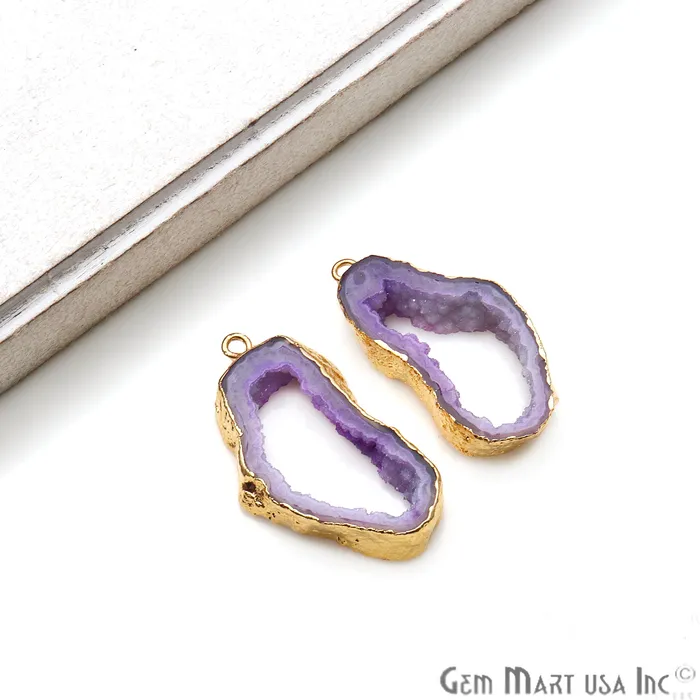 GemMartUSA Earrings Agate Slice 15x29mm Organic Gold Electroplated Gemstone Earring Connector 1 Pair GemMartUSA Earrings Agate Slice 15x29mm Organic Gold Electroplated Gemstone Earring Connector 1 Pair