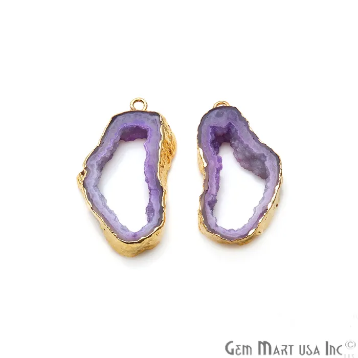 GemMartUSA Earrings Agate Slice 15x29mm Organic Gold Electroplated Gemstone Earring Connector 1 Pair GemMartUSA Earrings Agate Slice 15x29mm Organic Gold Electroplated Gemstone Earring Connector 1 Pair